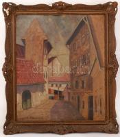 Brenner jelzéssel: Utca részlet. Olaj, karton, keretben, 60×50 cm