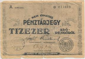 1946. 10.000AP nem kamatozó Pénztárjegy "Másra Át Nem Ruházható", bélyegzéssel T:III,III-