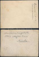 cca 1927 2 db sportfotó: a munkásválogatott csoportképe; Óbuda-Központ futballmeccs, feliratozva, kü...