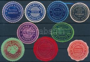Budapesti ügyvédek 9 db klf pecsétbélyeg
