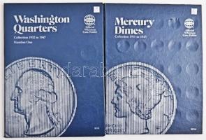 Érmetartó album a Mercury érmék részére + Album Washington 1/4$ érmék részére Album for collecting Mercury dimes + Album for Washington quarters