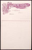 cca 1910-1920 Géczy György Vad- és Baromfikereskedő kitöltetlen számlája