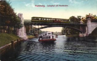 Hamburg, Leinpfad, Hochbahn / ship, high raiilway