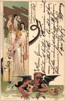 The Devil, Art Nouveau. Stengel Ser. 10. Künstlerkarte 110. litho s: G. Crotta