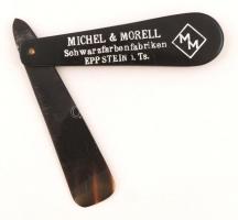 Michel-Morell Schwarzfarbenfabriken Eppstein bakelit levélbontó, összecsukhatós, 15cm