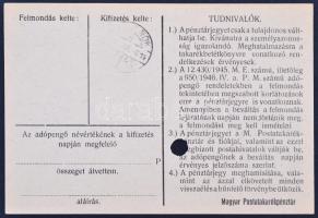 1946. 10.000.000AP "Nem Kamatozó Pénztárjegy" "MÁSRA ÁT NEM RUHÁZHATÓ", "M....