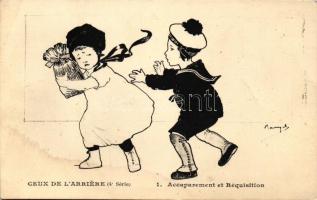 Ceux de lArriere (4 Serie), 1. Accaparement et Requisition / French art postcard, children, sailor s: Maryel (EB)
