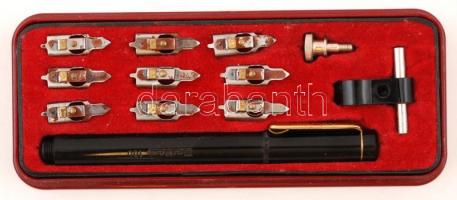 Régi Markant tusfej készlet, jelzett, eredeti dobozában, 14×cm