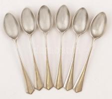 6 db alpakka mokkáskanál, jelzett, h:12 cm