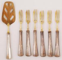 Ezüst(Ag) süteményes villakészlet, lapáttal, jelzett, br: 169 g