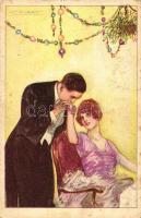 Italian art postcard, romantic couple, Anna & Gasparini 502-3. s: Mauzan (fa)