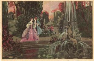 Baroque couple, Italian art postcard, Ballerini & Fratini 282 s: Ezio Anichini