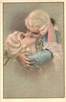 Baroque couple, unsigned Italian art postcard, Degami No. 2255