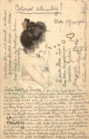 La Favorite VI French erotic litho art postcard s: Raphael Kirchner (Rb)