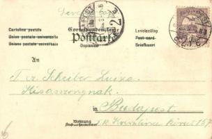 Art Nouveau, floral litho postcard