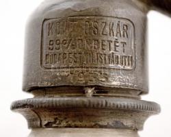 László Istvánné Szikvízgyára Veresegyház feliratú szódásüveg, sérülésekkel, m: 27 cm