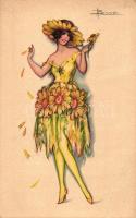 Floral lady, Italian art postcard Anna & Gasparini 515-4 s: Busi (fa)