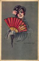 Italian art postcard, lady, 17-6. s: Adelina Zandrino (EK)