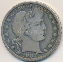 Amerikai Egyesült Államok 1907. 1/2$ Ag "Barber" T:2-,3 
USA 1907. 1/2 Dollar Ag "Ba...