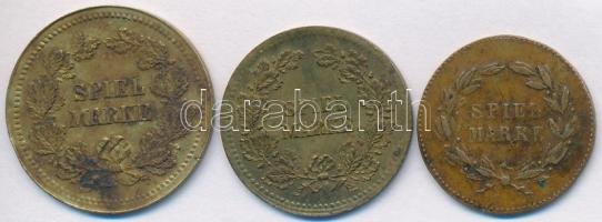 Német Birodalom DN "Spiel Marke" 3db zseton, közte "I. Vilmos", "Ferenc Józ...