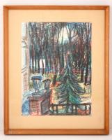 Fenyő Andor Endre (1904-1971): Magányos fenyő. Pasztell, papír, jelzett, üvegezett keretben, 39×29 cm