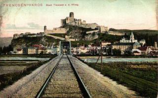 Trencsén, Trencin; Látkép vasúttal, Feitzinger Ede 1905 No. 986. / view with railroad