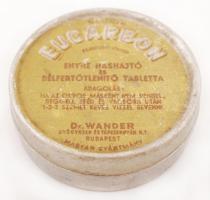 cca 1930 Eucarbon tabletta fém gyógyszeres doboz / Metal medicine box d:6 cm