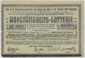 1915. "Jótékony célú sorsjáték a Przemysl védelmében elesett legénység özvegyeinek és árváinak ...