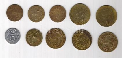 Német Birodalom régi játékpénzek 9db Cu + 1db Alu T:2,3