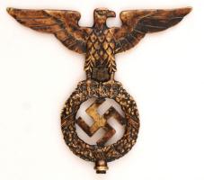 Nemzetiszocialista zászlócsúcs sassal és horogkereszttel, gyűjtői másolat, jelzett, m: 17,5 cm