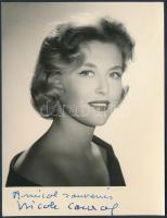 Nicole Courcel (1931-) francia színésznő saját kezű  aláírása egy őt ábrázoló fotón, 14x11cm