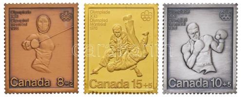 Kanada 1975. "XXI. nyári olimpiai játékok, Montreal 1976" 3db bélyegérem: "Cselgáncs&...