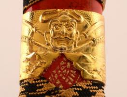 Dísz tantó, japán tőr, gazdagon díszített markolattal és hüvellyel, pengehossz: 22 cm, teljes hossz:...