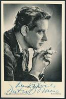 Dieter Borsche (1909-1982)német színész saját kezű aláírása egy őt ábrázoló fotólapon, 14x9cm/ Signature of Dieter Borsche (1909-1982) German actor