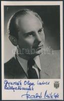 Szabó Miklós (1909-1999) magyar operaénekes saját kezű aláírása egy őt ábrázoló fotón, 14x8cm