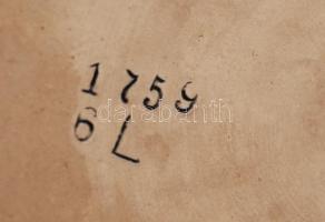 Német várakat ábrázoló antik kaspó, mázas fajansz, sorszámozott, jelzés nélkül, m:18, cm d:18