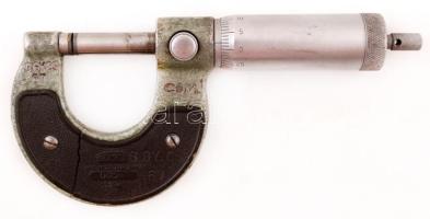 Somet micrometer, kis hibával a műanyag táblán, 14x7cm