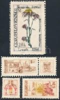 Csehszlovák bélyegtervek, 4 db, színes rézkarcok, jelzettek, 4,5x3,5 cm-13x8 cm