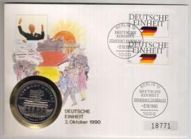 NSZK 1990. marshall szigeteki 5$ "Német egység" érmés borítékon