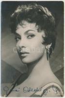 Gina Lollobrigida (1927-) Golden Globe-díjas olasz filmszínésznő aláírása az őt ábrázoló fotólapon