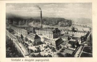 Diósgyőr, "Üdvözlet a diósgyőri papírgyárból" A hátoldalon Ferentzy József okleveles vegyészmérnök pecsétjével.