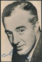 Vittorio De Sica (1901-1974) olasz filmszínész, filmrendező és forgatókönyvíró aláírása az őt ábrázo...