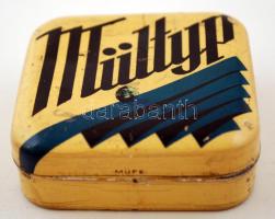 "Mültyp" feliratú horpad fém dobozka, 6×6 cm