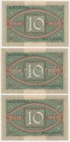 Németország / Weimari Köztársaság 1920. 10M (3x) sorszámkövetők T:I,I-
Germany / Weimar Republic 19...