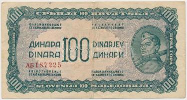 Jugoszlávia 1944. 100D T:III Yugoslavia 1944. 100 Dinara C:F