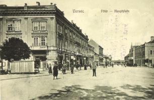 Versec, Vrsac; Főtér, Hauptplatz; Kirchner J. E. özv. kiadása / main square, shops
