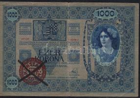 1902. 1000K piros "Magyarország" körbélyegző András-kereszttel T:III