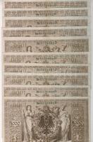 Német Birodalom 1910. 1000M zöld "Siegel" variáns (10x) 9db egymásutáni + 1db egyugrású so...