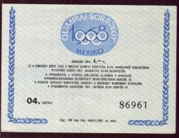 1967. Olimpiai sorsjegy "Mexikó" T:I- sarokhajtás