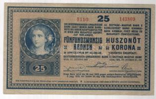 1918. 25K sorozat- és sorszám egymáshoz viszonyítva erősen elcsúszva T:II